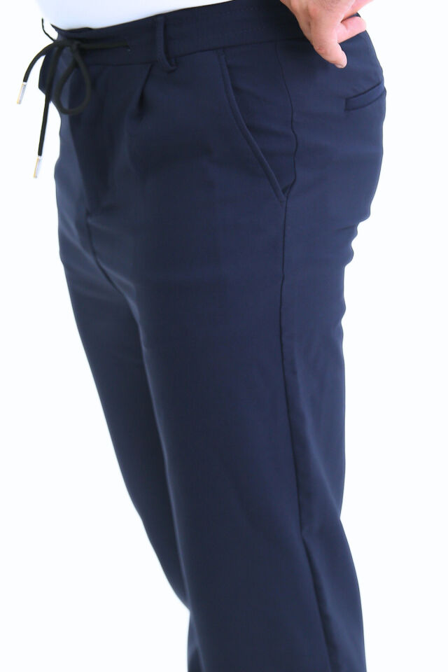Double Kumaş A Kalite Baggy Düz Paça Pantolon Lacivert - 2XL