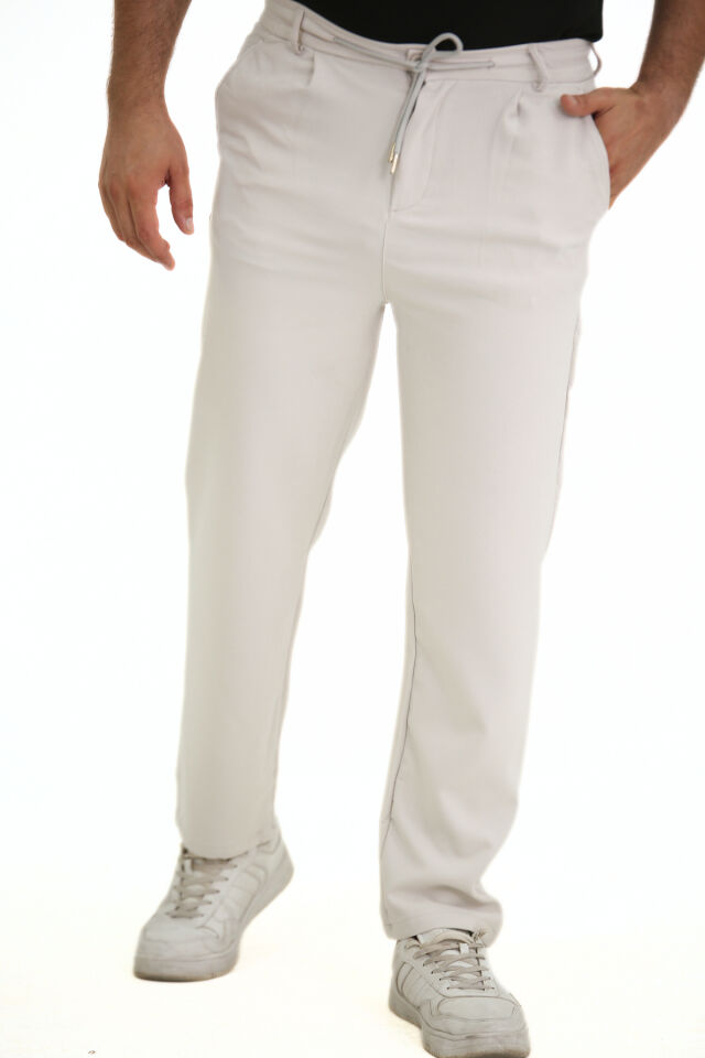 Double Kumaş A Kalite Baggy Düz Paça Pantolon Taş Gri̇ - 2XL