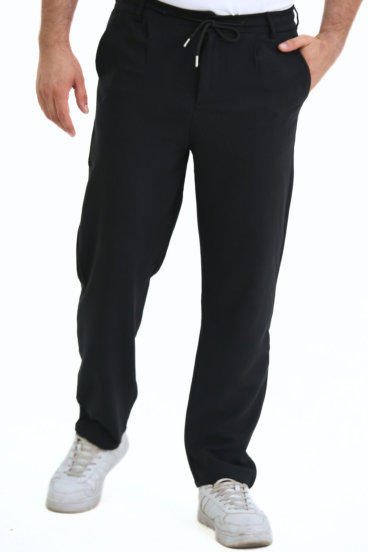 Double Kumaş A Kalite Baggy Düz Paça Pantolon Siyah - XL