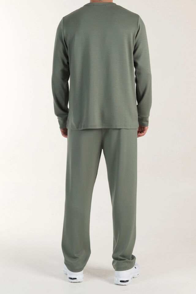 2'Lİ Oversize Uzun Kollu Rahat Salaş Mevsimlik Eşofman Takımı Yeşil - 2XL